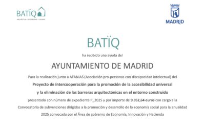 Promoción de la accesibilidad universal. Ayuda concedida del Ayto de Madrid